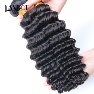 

10A Unprocessed Virgin Malaysian Deep Wave Curly Remy Human Hair Weaves 3 Bundles Natural Black Color Can Bleach 613 2 Years Life