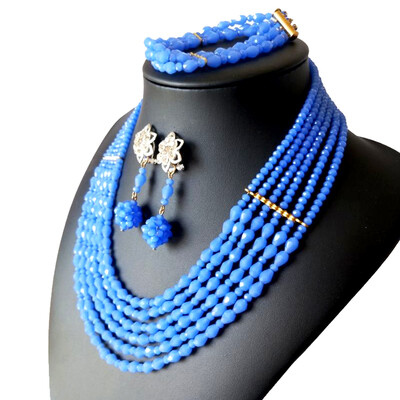 

AMYNOVA 4 Rows of Orange Imitation Coral Nigerian Wedding Beads Jewelry Set Bridal Jewelry African Costume Jewelry Set for Women