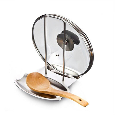 

Cntomlv kitchen accessories stainless steel pot lid shelf kitchen organizer pan cover lid rack stand sponge spoon holder dish