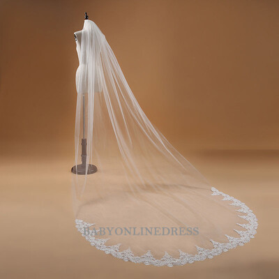 

White Ivory Cathedral 3m long wedding veils 2018 Lace Edge Bridal Veil with Comb Wedding Accessories Bride mantilla wedding veil