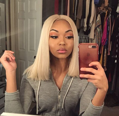 

T-top Hair 613 Blonde Short Bob 100 Virgin Human Hair Straight Glueless Lace Front Wig With Baby Hair For Ladies