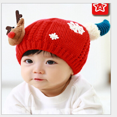 

Buebos Ninos Hot-Seller Children Hat Super Cute Christmas Deer Cashmere Knitted Kids Baby Unisex Hat Fall Winter Christmas Gift
