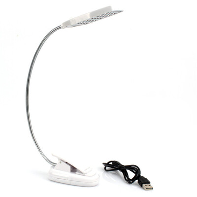 

NicerDicer 1pc Flexible White USB/Battery Power 28 LED Light Clip On Bed Table Desk Lamp Read 80489