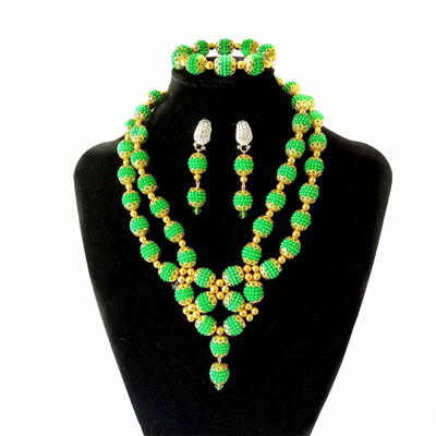 

Handmade Beaded Flower Ball Womens Fashion Pendant Necklace African Beads Jewelry Sets Nigerian Wedding Beads Bridal Jewelry