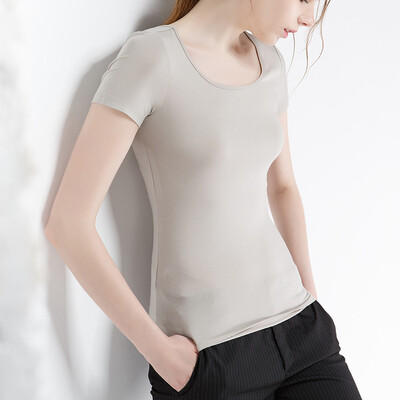 

Canvaus Summer New Women Modal Slim Simple Basic Tight-fitting O-neck Short Sleeve T Shirt
