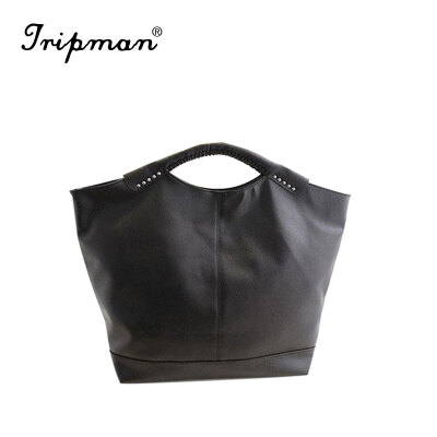 

Tripman women bag High Quality Women handbag patent leather handbags Rivet package large tote Famous brand designer shoulder handbags