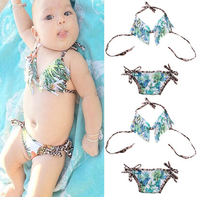 

2pcs Newborn Baby Girl Bikini Set Swimsuit Swimwear Tassel Beachwear Clothes
