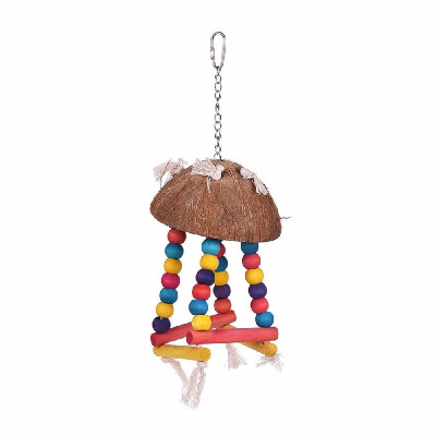 

Color Bird Perch Parrot Hanging Swing Chew Toy Coconut Wood Bird Cage Accessories Toys Stand for Parrots