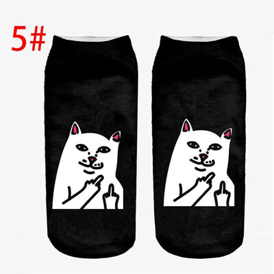 

1 Pair Unisex Couple Fashion Hip Hop Cotton Cute Cat Letters Printed Ankle Socks