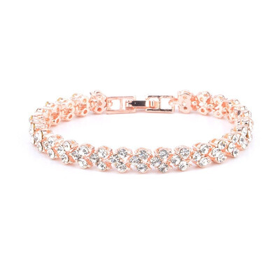 

Woman Gold Silver Roman Bracelet Crystal Diamond Cuff Bracelet Bangle Chain Gifts