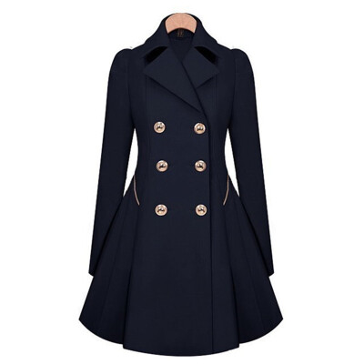 

Womens 2018 New Slim Thin Coat Long-sleeved Double-breasted Trench Coat Tops Office Lady Winter Trench Outwear