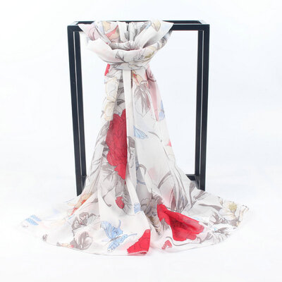 

Guttavalli Fashion Chiffon Flowers Print Мягкий длинный шарф Женщины Summer Цветочный шаль Skinny Sunscreen Nice Wraps