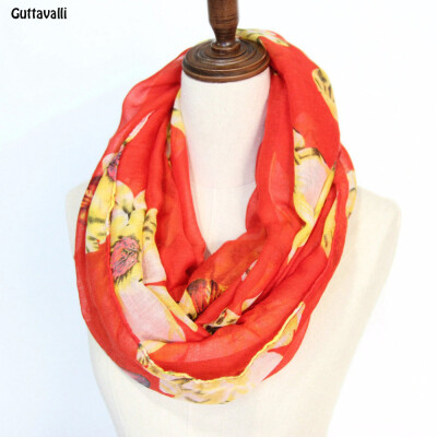 

Guttavalli Women New Spring Flowers Print Ring Shawl Stripes Vintage Soft Loop Scarf Winter Floral Chevron Leaf Infinity Scarves