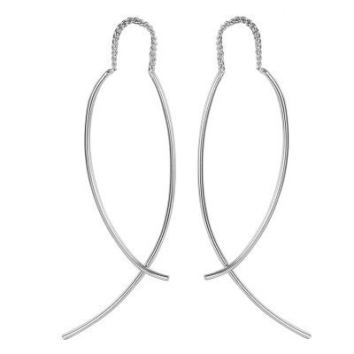 

Yoursfs Corkscrew Threader Earrings for Women PlatinumGold Plated Curve Thin Twist Shape Dangle Earrings