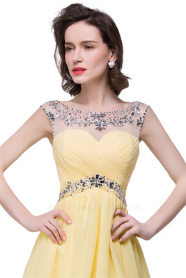 

Short Mini Homecoming Prom Party Dresses Sheer Neck Pleated Chiffon Red Graduation Dress