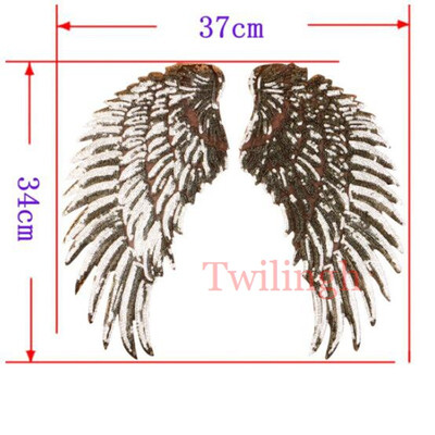 

1 Pair 2 Pieces Feather Patches Sew-on Gold Sliver Wing Sequine Patch Flower Motif 3D Applique DIY Dress Clothes Wedding Patch