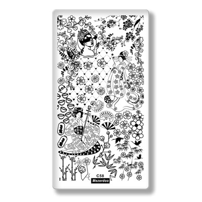 

Mezerdoo Summer Theme Rectangle Nail Stamping Plates Icecream Love Star Flower Pattern Nail Art Stamp Template Image Plate C56