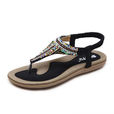 

2018 Women Shoes New Summer Ethnic Style Women Sandals Bohemia Beaded Large Size Beach Shoes