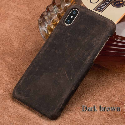 

Genuine Leather Phone Case For iPhone X Case Crazy Horse Leather Back Cover For 6 6S 7 8 Plus Case