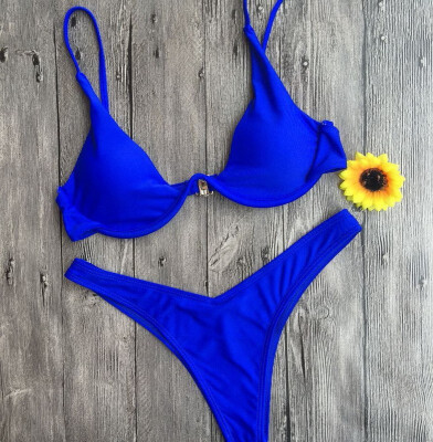 

Fashion Sexy Women Ruffle Swimwear Bikini Set Gathering steel support bikini