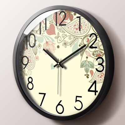 

Momen wall clock living room wall clock mute fashion art 12 inch big wall clock creative abstract painting personality clock quartz clock H6003 black
