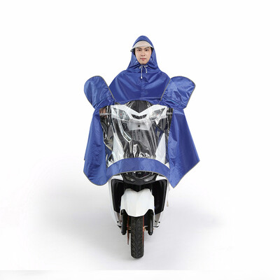 

More beautiful raincoat single increase thickening long jacquard oxford electric car raincoat motorcycle raincoat male&female poncho blue