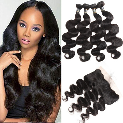 

3PCS Brazilian Body Wave With Closure 13x4 Ear To Ear Lace Frontal Closure With Bundles Unprocessed Virgin Human Hair With Closure
