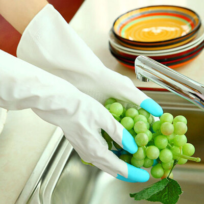 

Jingdong supermarket green reed rubber cleaning washing dishes washing gloves durable thickening dazzle 3 pairs of colors random