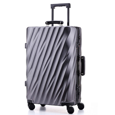 

202428 inch Aluminum Frame Rolling Luggage Bag Full Metal Travel Suitcase Luxury Brand Business Brushed Metal PC Trolley Bags