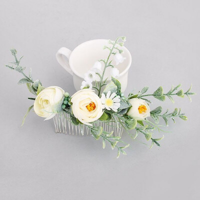 

Jonnafe Handmade Green Bridal Hair Wreath Flower Hair Comb Wedding Accessories Hair Ornament Flower Girls Headband