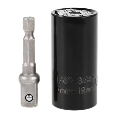 

Universal Torque Socket Wrench Sleeve Ratchet Grip Drill Adapter Tool Sleeve contains 54 hardened steel spring pins
