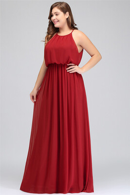 

Evening Long Prom Dress Formal Party Bridesmaid Gown Chiffon A-line Dresses Plus Size