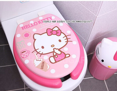 

Korean genuine Hello Kitty pink toilet seat cover toilet lid U-shape HelloKitty 365cm415cm