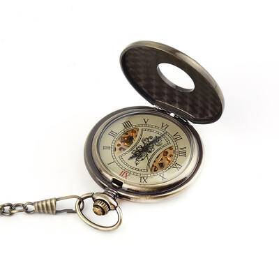 

Men Women Antique Retro Vintage Pocket Mechanical Watch Chain Bronze Silver