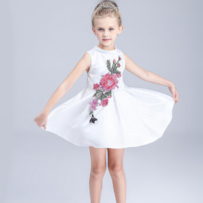 

2018 Princess Flower Girl Dress for Wedding Handmade Flowers Girls Pagenat Dress Prom Gown Rose print kids clothes