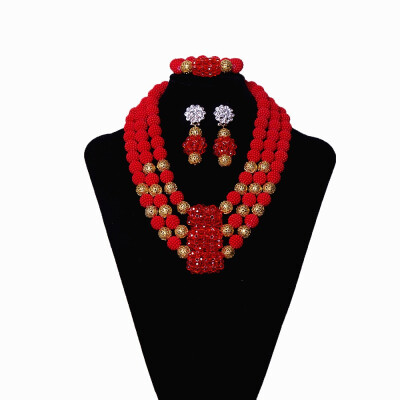

New Wedding African Jewelry Sets For Women Fashion Nigerian Bridal Coral Jewelry Turkish Wedding Crystal Jewelry Set Free Shipping