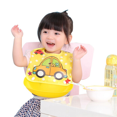 

Preface XUYAN baby bib baby cartoon bib rice bowl detachable childrens saliva pocket 4 loaded yellow chicken strawberry pink pig yellow car