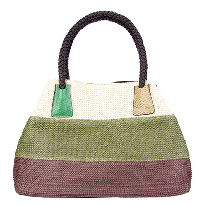 

Fawziya Straw Bag With Leather Handle Color Block Tote Handbags For Women Crossbody Travel Bag