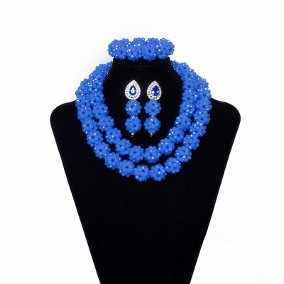 

Unique Sky Blue Nigerian Wedding Jewelry Bridal Gift African Women Coral Necklace African Beads Costume Jewelry Set Free Shipping