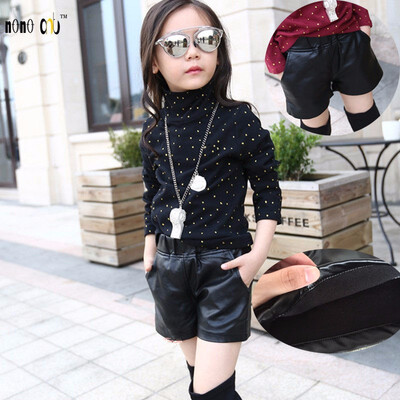 

PU Leather Girls Shorts Thicken Velvelt Autumn Winter Childrens Girl Lederhosen Pants Kid Clothes 4 5 6 7 8 9 10 11 12 Years