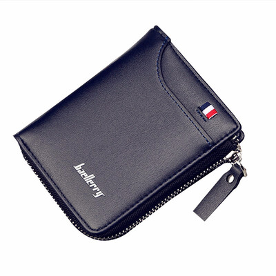 

Mens Short Vertical Zipper Wallet Leather Clutch Bag