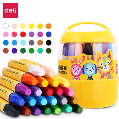 

Deli deli 24 color student hex rod silky oil pastels childrens crayon painting pen 72092