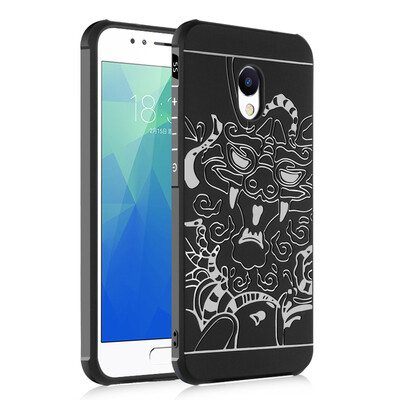 

Goowiiz Phone Case For Meizu M5M5s Carved Dragon Thin Matte soft Silicone Prevent falling