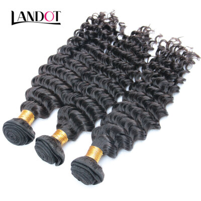 

10A Unprocessed Indian Deep Wave Curly Virgin Human Hair Weaves 4 Bundles Natural Black Can Bleach Blonde 613 Color 2 Years Life