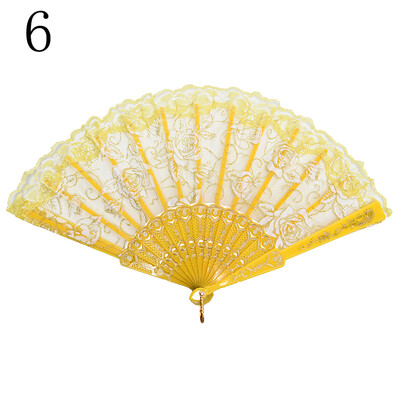 

Chinese Style Dance Party Wedding Lace Folding Hand Held Flower Fan