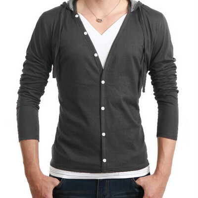 

Zogaa New Mens Shirt Long Sleeve Slim Hooded