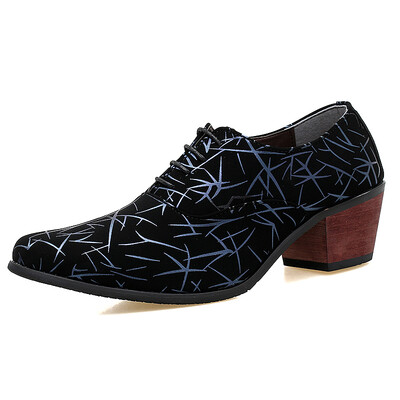 

DJSUNNYMIX Brand England Style Men Business Pointed Toe Dress Shoes high heels Lace-ups Men Wedding Shoes size 38-44