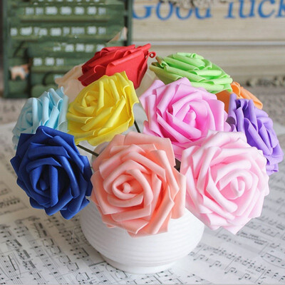 

5 Heads 8CM Artificial Rose PE Foam Flowers Dly Bride Bouquet Wreaths Wedding Home Decorative Charming Flowers