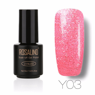 

ROSALIND Gel 1S 7ml Silver Diamond Nail Gel Polish Glitter Color UV LED Manicure Gel Varnish Top Base Coat Needed Nail Art