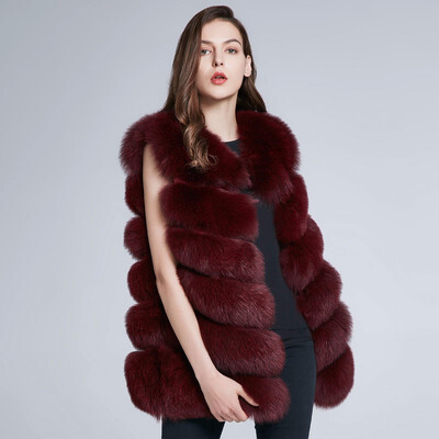 

Womens Winter natural Fox Fur jackets female fur coat Real fur vest Warm Discount 2018 New warm H6X-65C